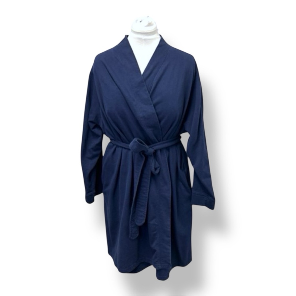 Dreams & Co Women's Cotton/Polyester Bathrobe Navy Blue 2X